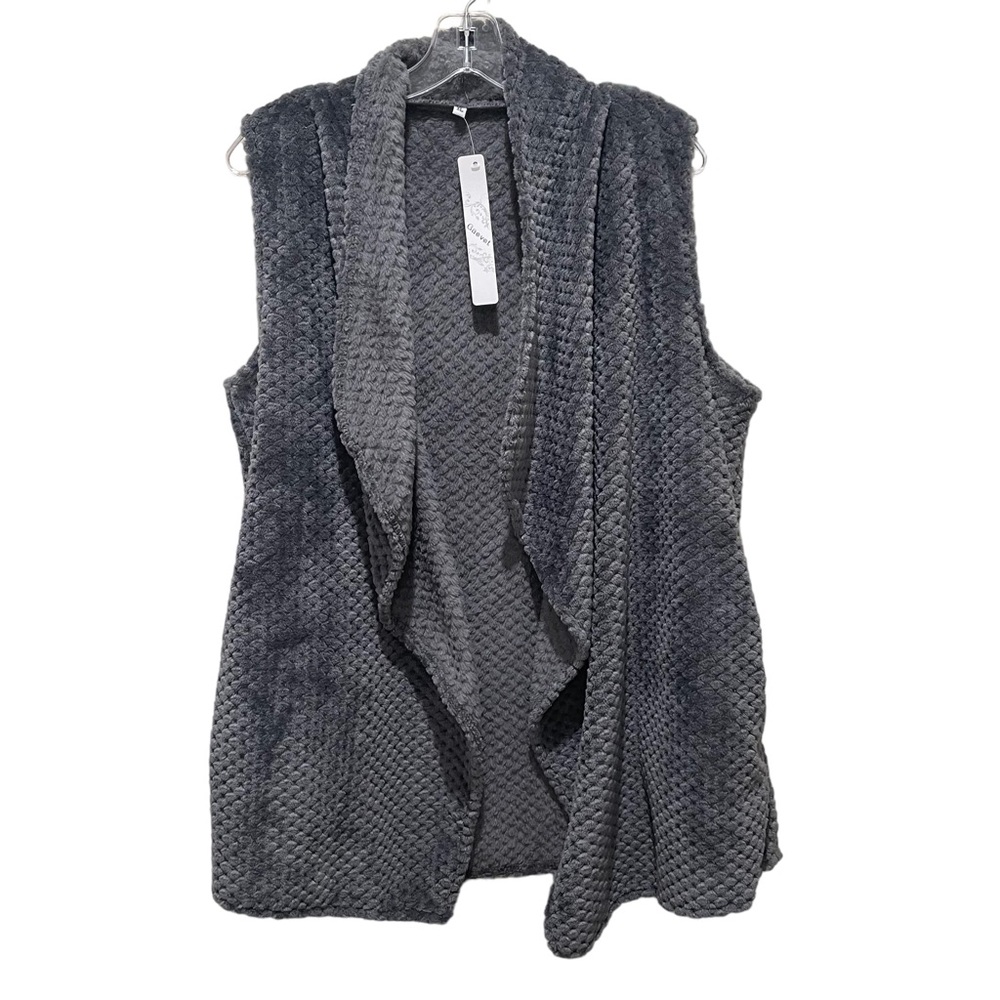 Gaovot Textured Open Sleeveless Vest Grey Women’s Size XL New